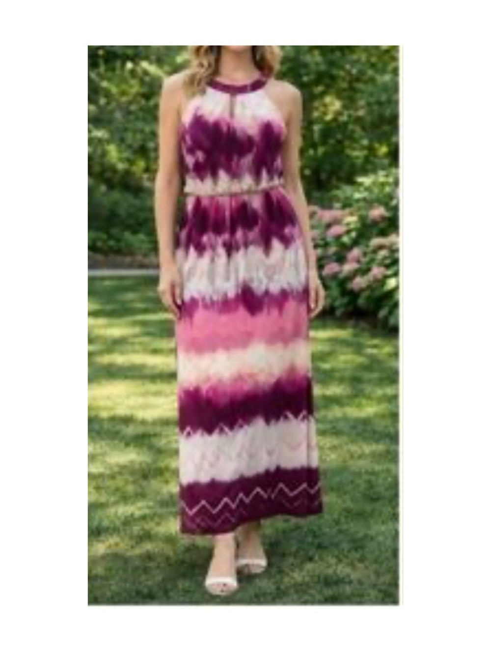LONDON TIMES Retro Boho Patterned Maxi Halter Dress
